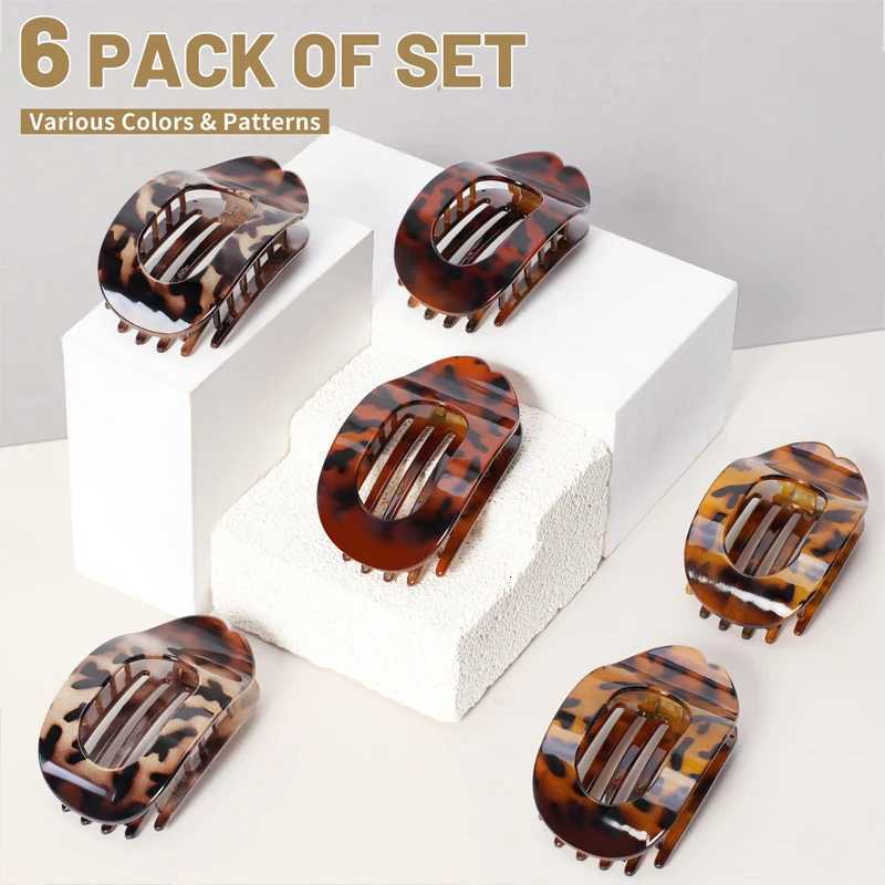 Popular Flat Claw Clip Korean Acetic Acid Hair Clip Hair Accessories Womens Spoon Leopard Hair Clip Top Clip Simple HeadpieceW254021