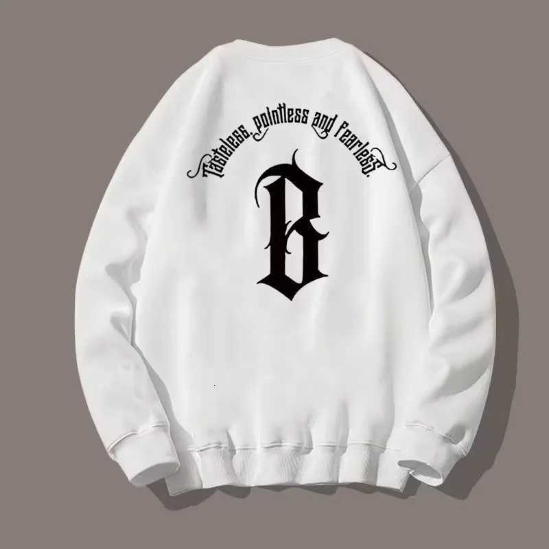 M8XL Autumn Men Oversized Sweatshirts Fashion Loose American Gothic Letter B Print Long Sleeve Plus Velvet Couple Clothes W251021