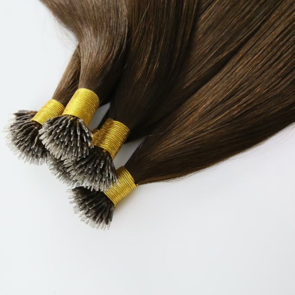 European Remy 100% Nano Hair Extensions Human Hair Nano Ring Brown 22 Inch Double Drawn Keratin Link Nano Bead Hair Extensions