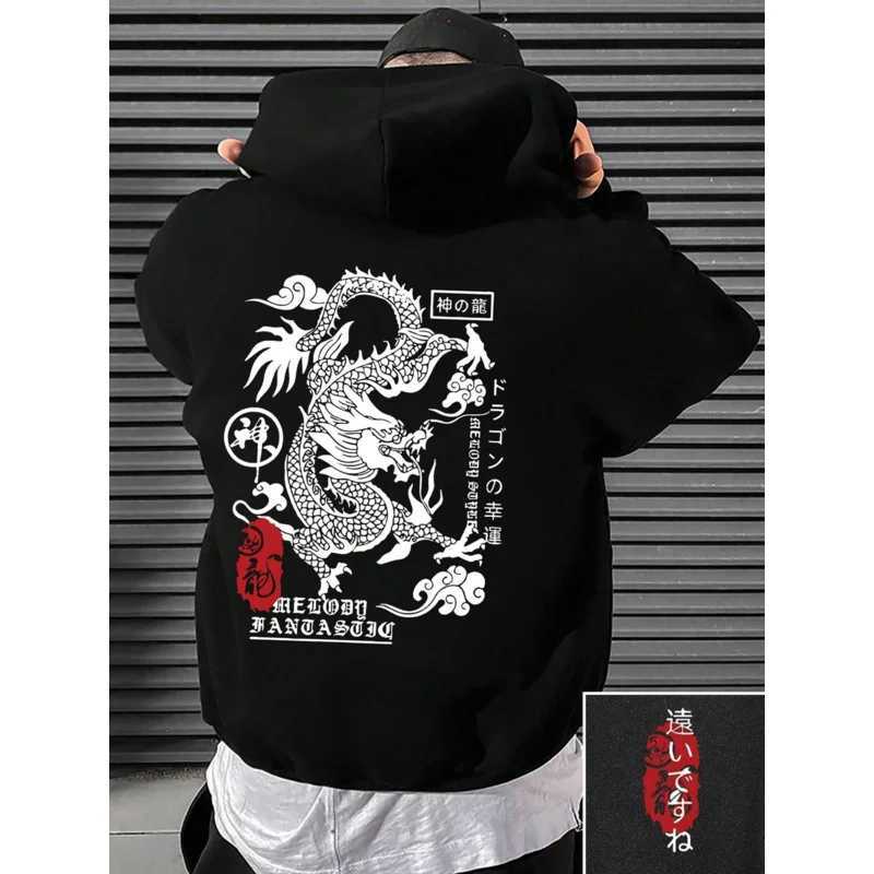The Harajuku Dragon Funny Pattern Male Hoodies Comfortable Fleece Pullovers Fashion New Clothing AllMatch Pocket Streetwear W251021