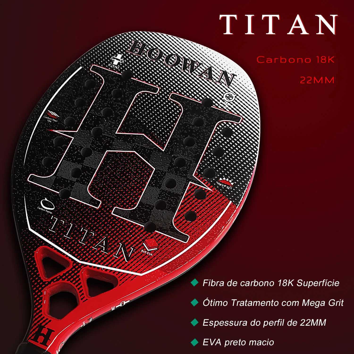 HOOWAN TITAN 8K Beach Tennis Racket Professional T700 Carbon Fiber 8K Rough Surface 22MM Profil Well Balance W251021