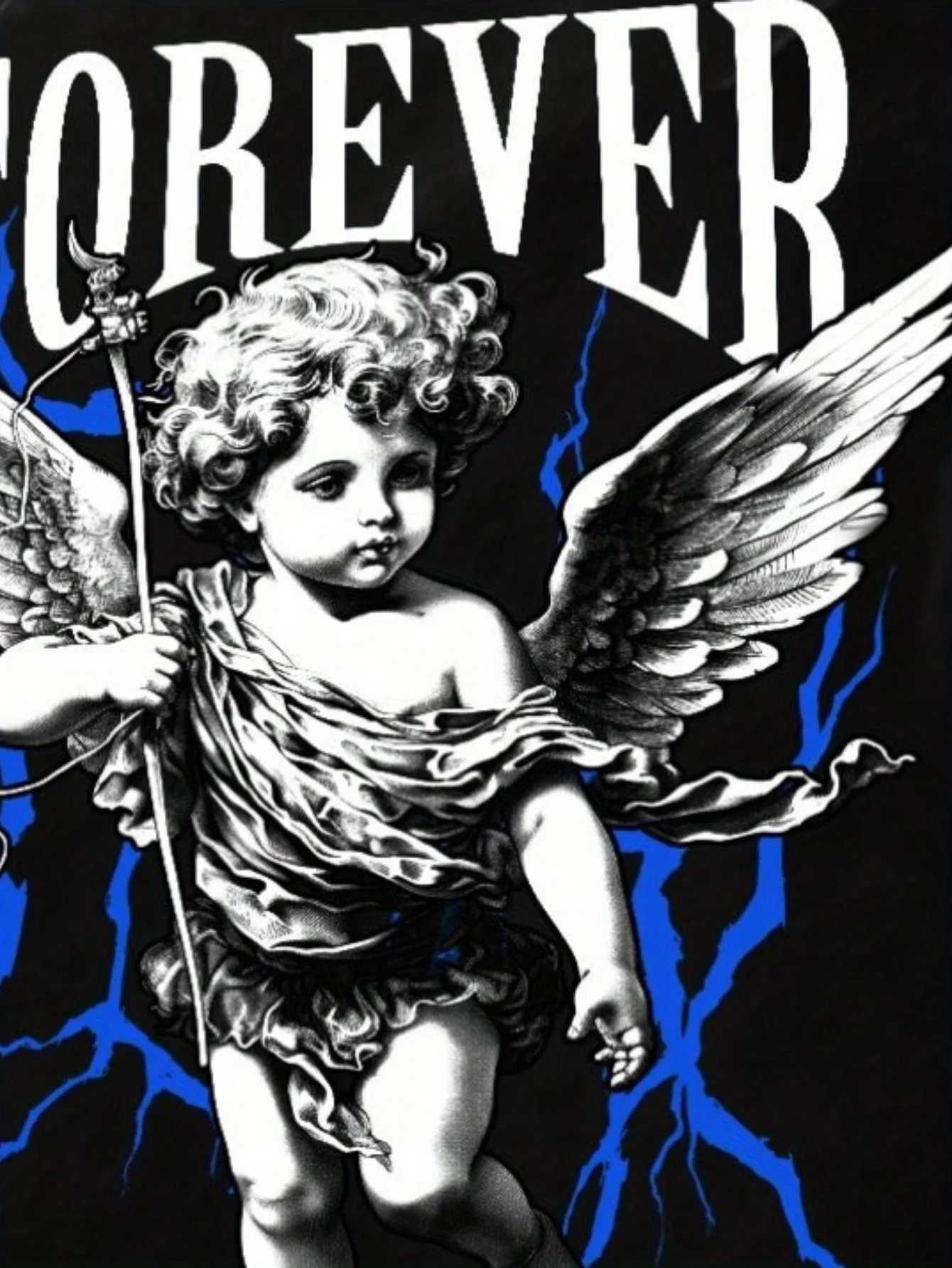 European and American mens autumn angel print comfortable soft hooded sweatshirt outdoor urban high street clothing W251021