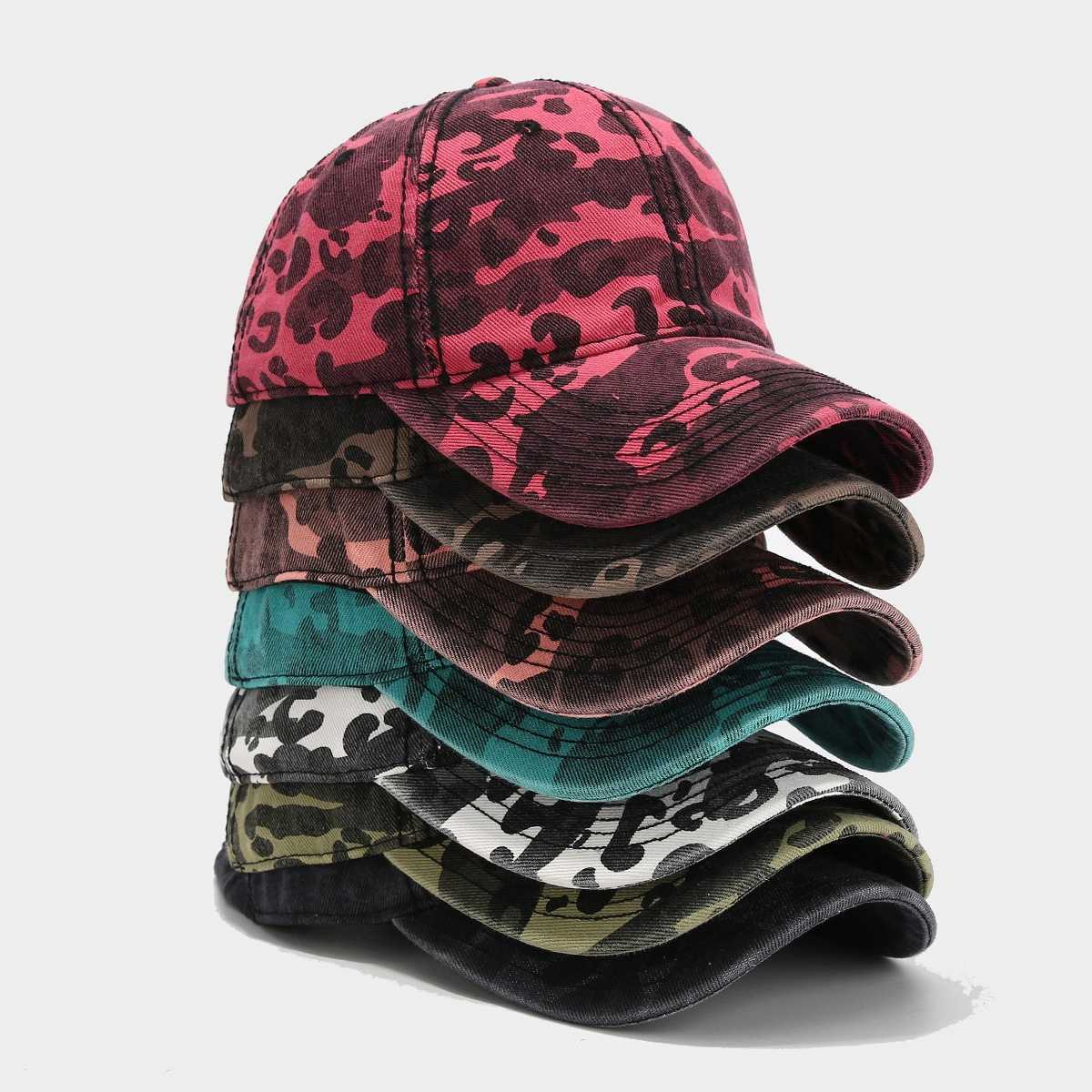 New Printed Camouflage Baseball Cap for Women Style Washed Duckbill Cap Slimming Sun Hat for Men H251020