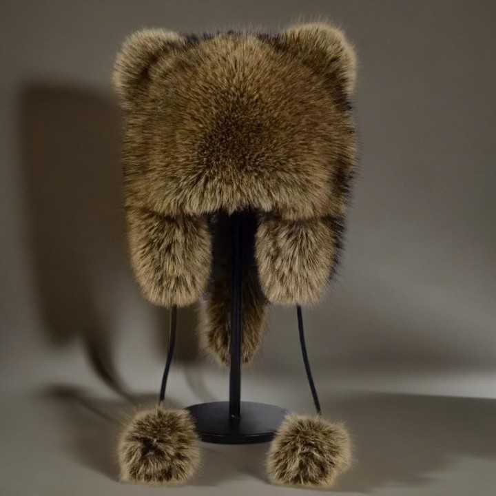 Imitation Fox Fur Little Raccoon Hat for Women Winter New Thickened Warm Hat Fashionable Versatile Feng Hat H251020