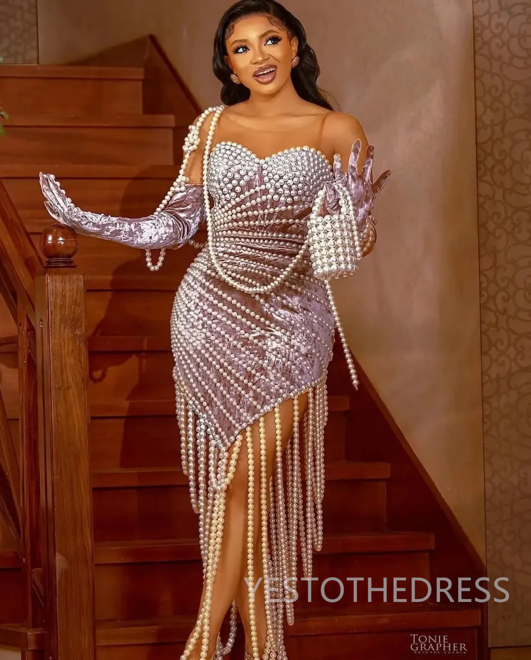 2026 Brown Cocktail Dresses For Women Short Mini Dress Sheer Neck Illusion Pearls Beading Long Sleeves Homecoming Dresses Flora Gown For Nigeria Black