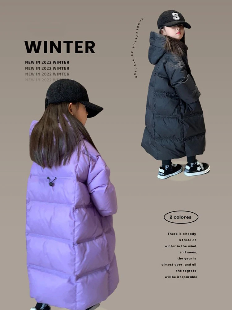 Winter Clothing For Girls Down Jacket Overknee Length Child Hooded Cotton Coat Kids Waterproof Heat Parka XMP456 251017