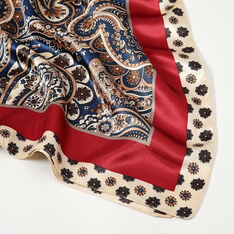 9090cm High Quality Silk Scarfs Cashew Patter Printed Handkerchi Square Scarfs Silk Bandana for Wen Bag AccoriesW251021
