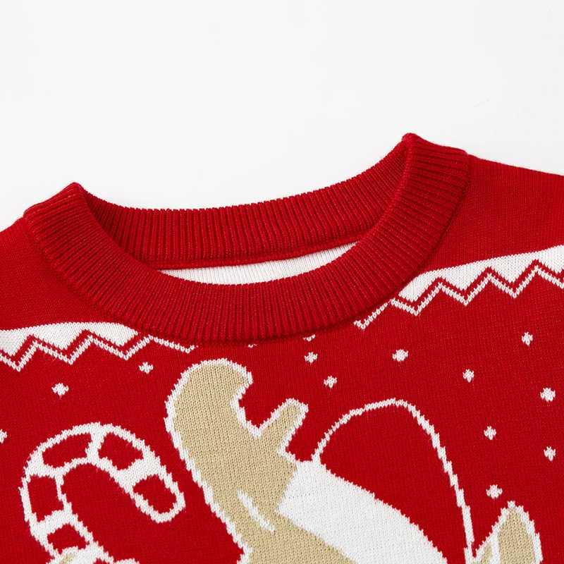 Christmas Family Matching Sweater Winter Warm Cartoon Elk Print Knitwear Adult Kids Xmas Long Sleeve Pullover Tops Streetwear L2510217177