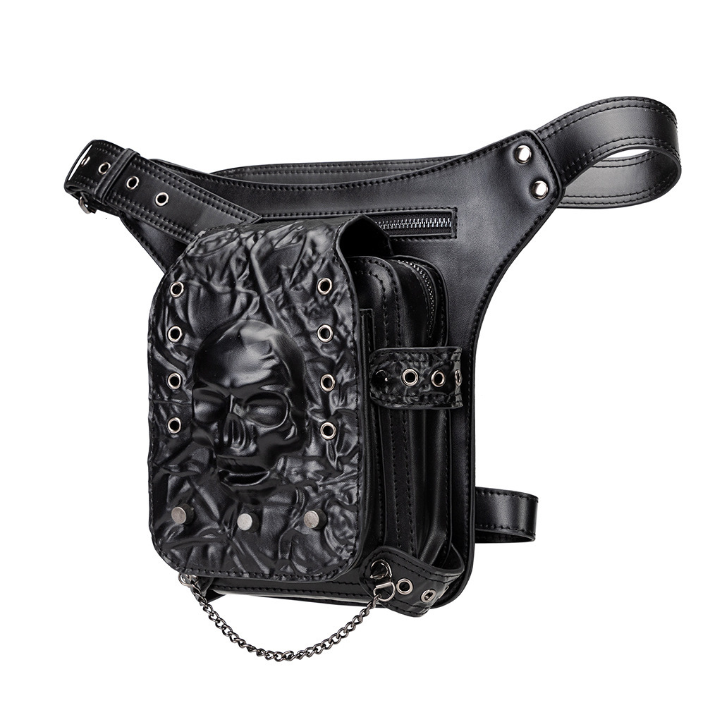 Black Cool Gothic Luxury Handbag Skull Embossed Waist Bag New Autumn/Winter Chain Bag Designer Bag Crossbody Bag Women's Shoulder Bag