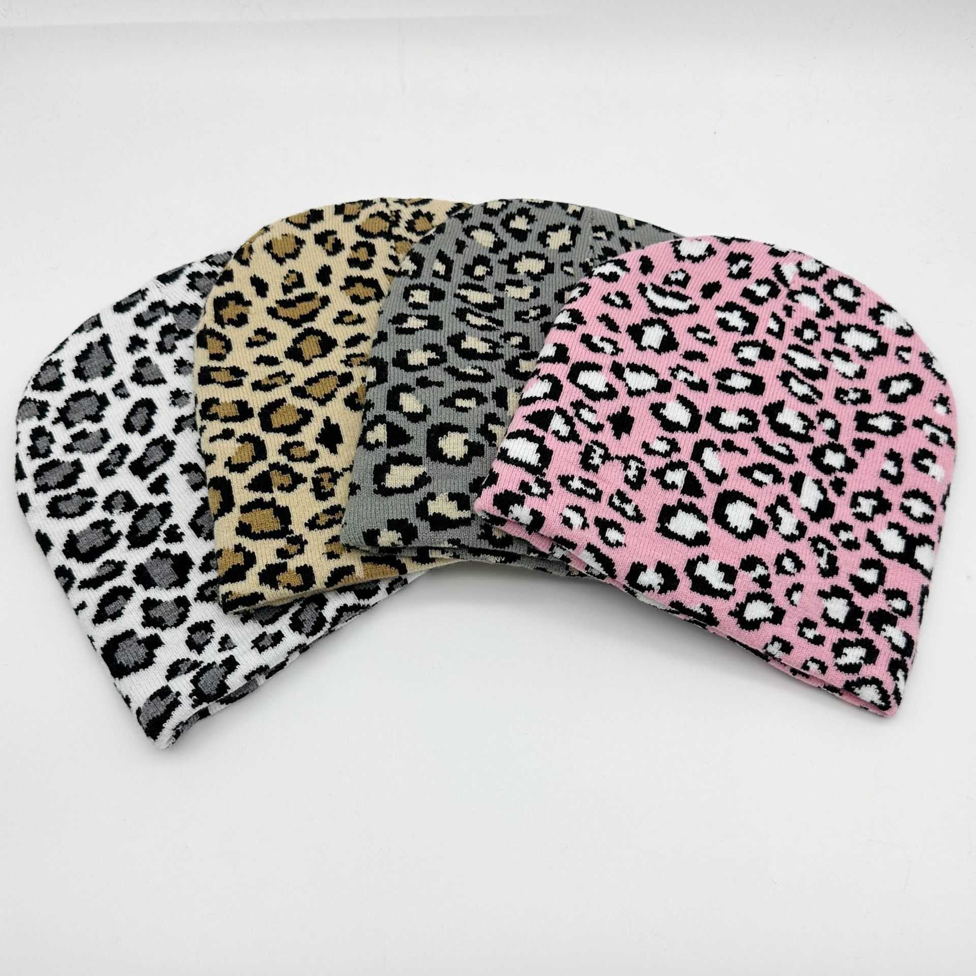 Leopard Print Jacquard Hat Fashion Womens Knitted Hat Autumn Winter Travel Pullover Beanie Street Style Hiphop Hat H251020