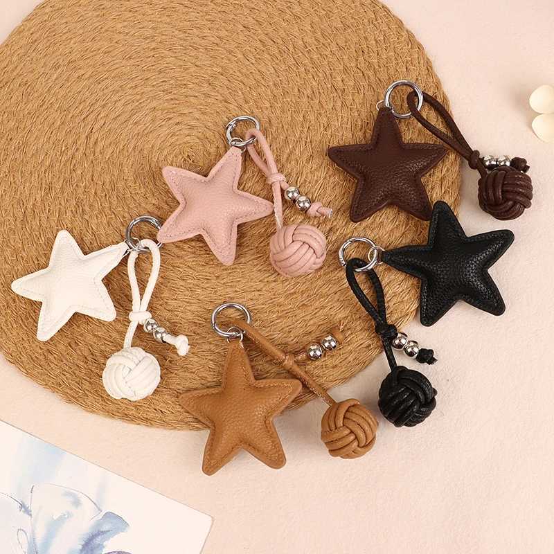 Fashion PU Leather Heart Star Keychain Womens Bag Charm Pendant Pentagram Car Keychain Handbag Hanging Decoration Couple Gift W251021