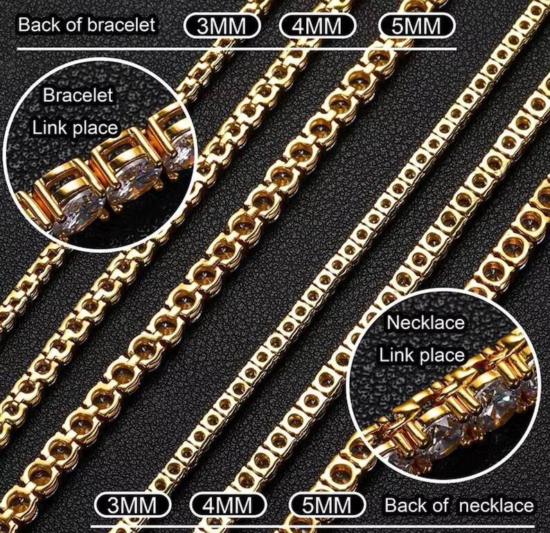 Rinntin MON Cheapest Wholesale Factory Price 2MM 3MM 4MM Hip Hop Moissanite Diamond Tennis Chain Silver Necklace