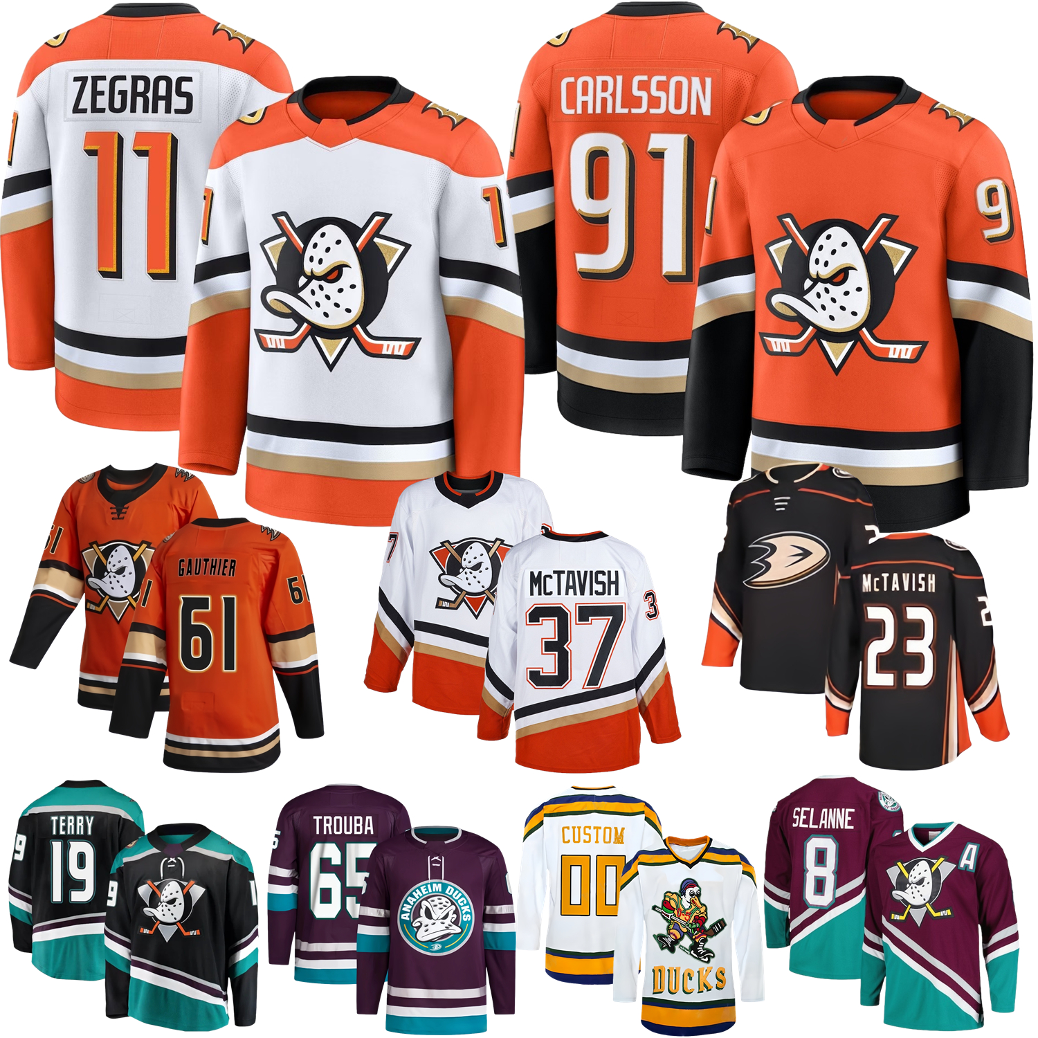 Anahei Hockey Jersey Leo Carlsson Ducks Trevor Zegras McTavish Cutter Gauthier Troy Terry Trouba Chris Kreider Alex Killorn Gudas Zellweger Kariya Conway