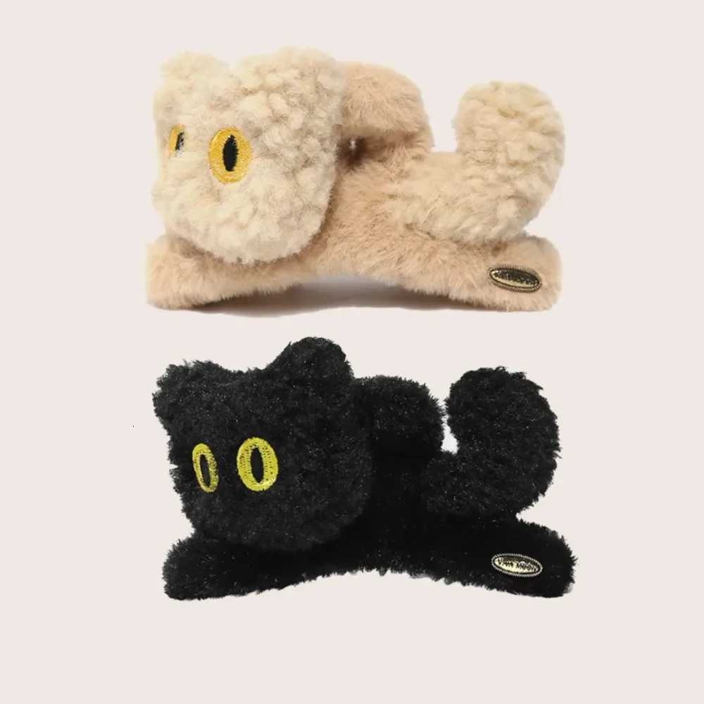 1pc multicolor womens and girls autumn and winter plush threedimensional cat large size cute clip shark clip hair clawW254021