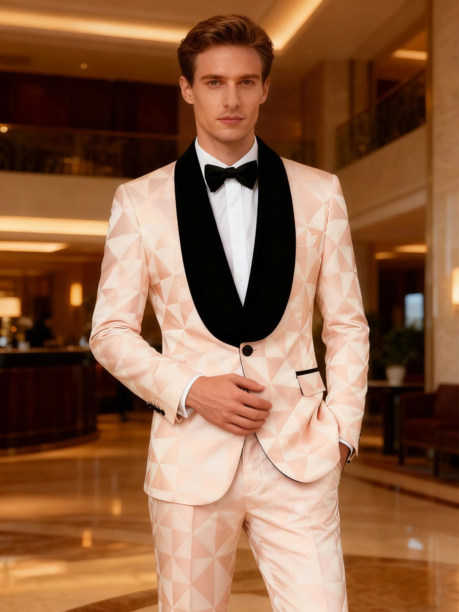 Mens slimfitting 2piece suit set including a luxurious party jacket and pants perfect for weddings gatherings and other f 251021