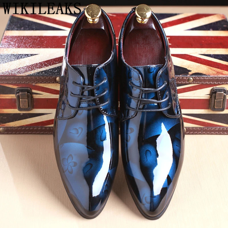 Office Men Dress Shoes Floral Pattern Men Formal Shoes Leather Fashion Groom Wedding Shoes Men Oxford Shoes Dress 3750 251021