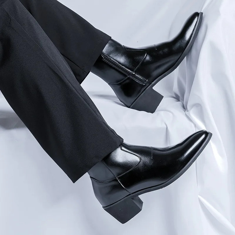 Mens Boots Fashion Chelsea Boot Leather Botas Black Classic Business Dress Boots Casual Ankle Boots for Men Botas251020