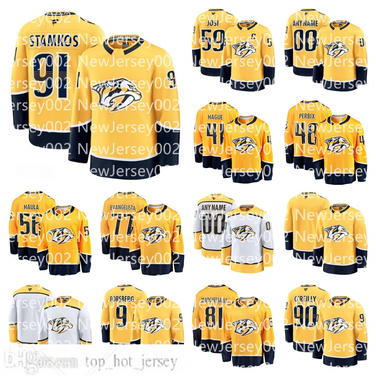 Nashville Filip Forsberg Roman Josi Ryan O'Reilly Steven Stamkos Luke Evangelista Erik Haula Juuse Saros Cole Smith Custom Hockey Jersey