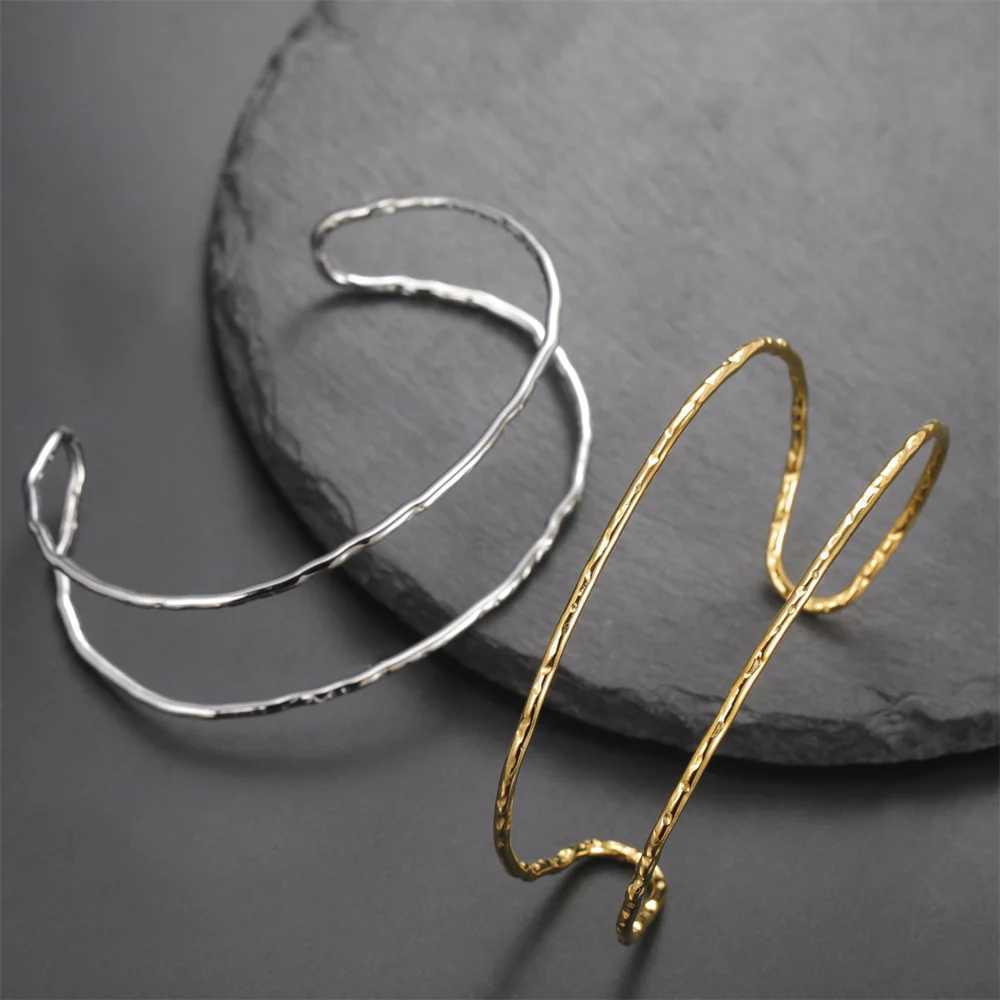 Simple C Shape Bracelets for Women Stainless Steel Gold Color Adjustable Open Cuff Bangle Jewelry Double Layered Bracelet Gifts J251021