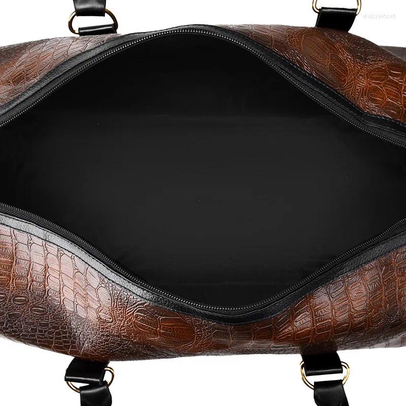 Duffel Bags Large Capacity Travel Duffle Bag For Men PU Leather Crocodile Pattern Waterproof Sports Daily Casual Tote Women
