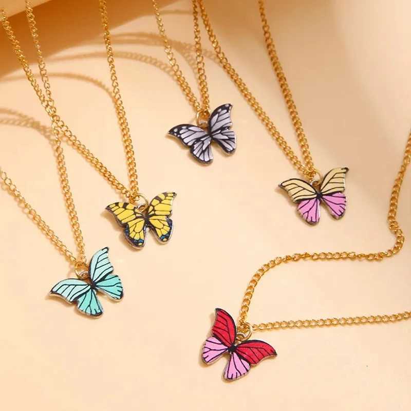 5 Pcs Fashion Boho Colorful Butterfly Necklaces Set for Women Korean Style Pendant Necklace Cute Jewelry Gift Wholesale 2024 New XJ250717
