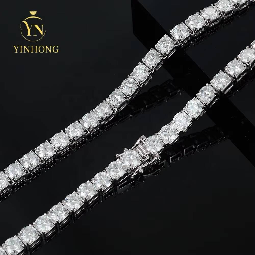 Pass Diamond Tester Iced Out 2mm 3mm 4mm 5mm 65mm 925 Sterling Silver Lab Diamond Vvs Moissanite Tennis Necklace Chain