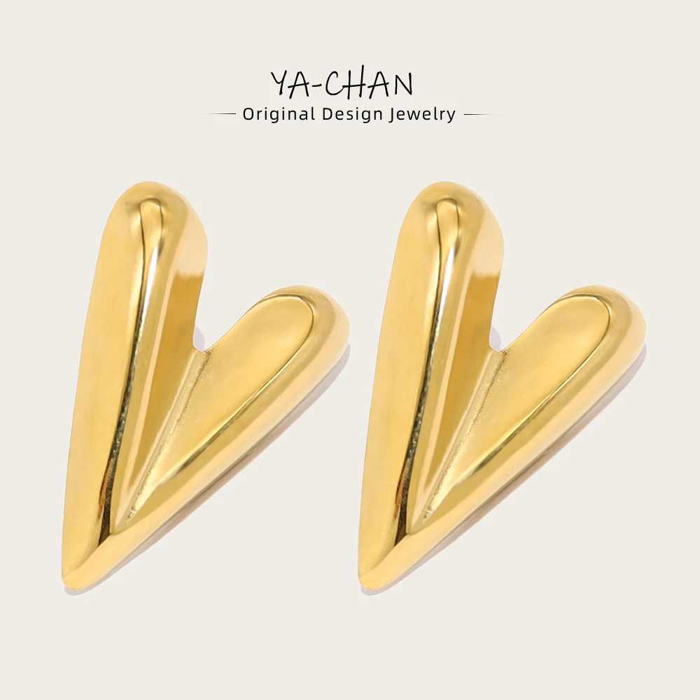 YACHAN 18K Gold Plated Stainless Steel Heart Drop Earrings for Women Vintage Dangle Earring Trendy Waterproof Jewelry J251021