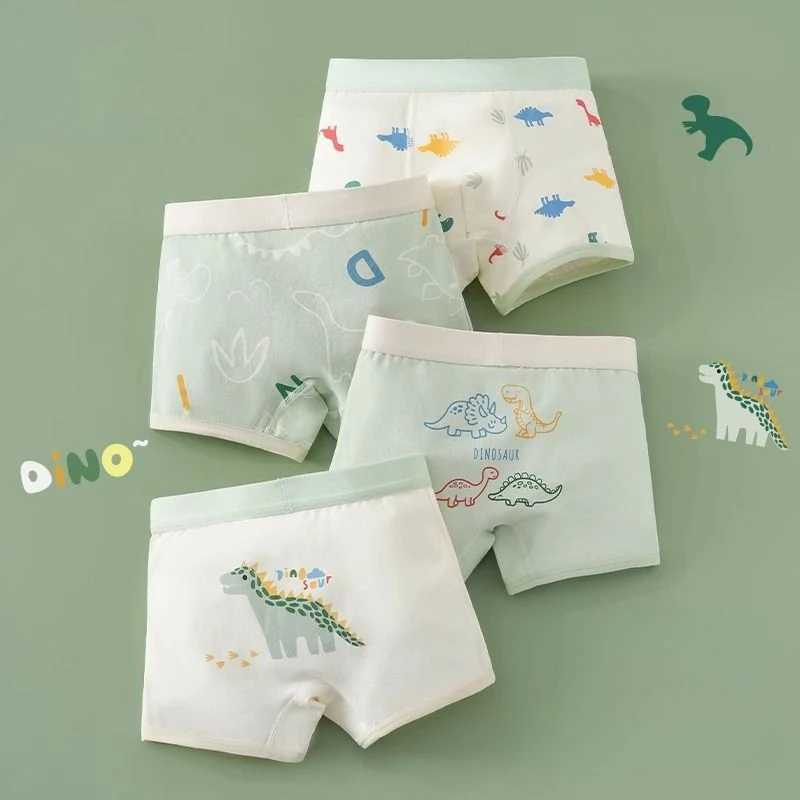 4PCS Kid Cotton Antibacterial Panties Boy Thin Soft Breathable Knickers 3y Young Children Underwears Baby Dinosaur Print Briefs J251021