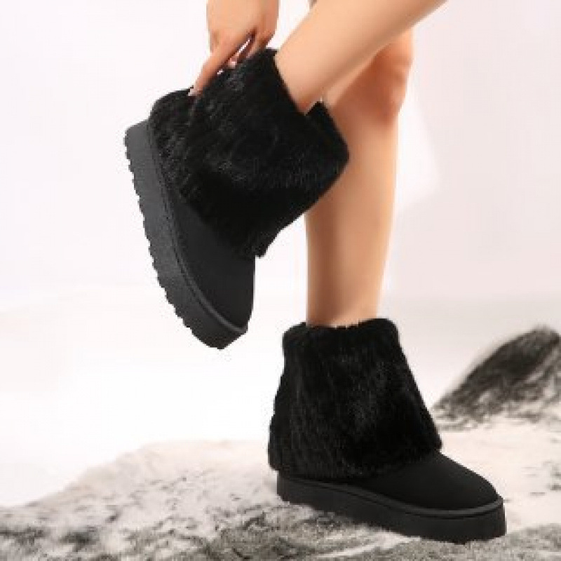Winter New Fashion Furry Hem Wedge Non-slip High Women's Outdoor Warm and New Comfortable One-foot Snow Boots designer Women's