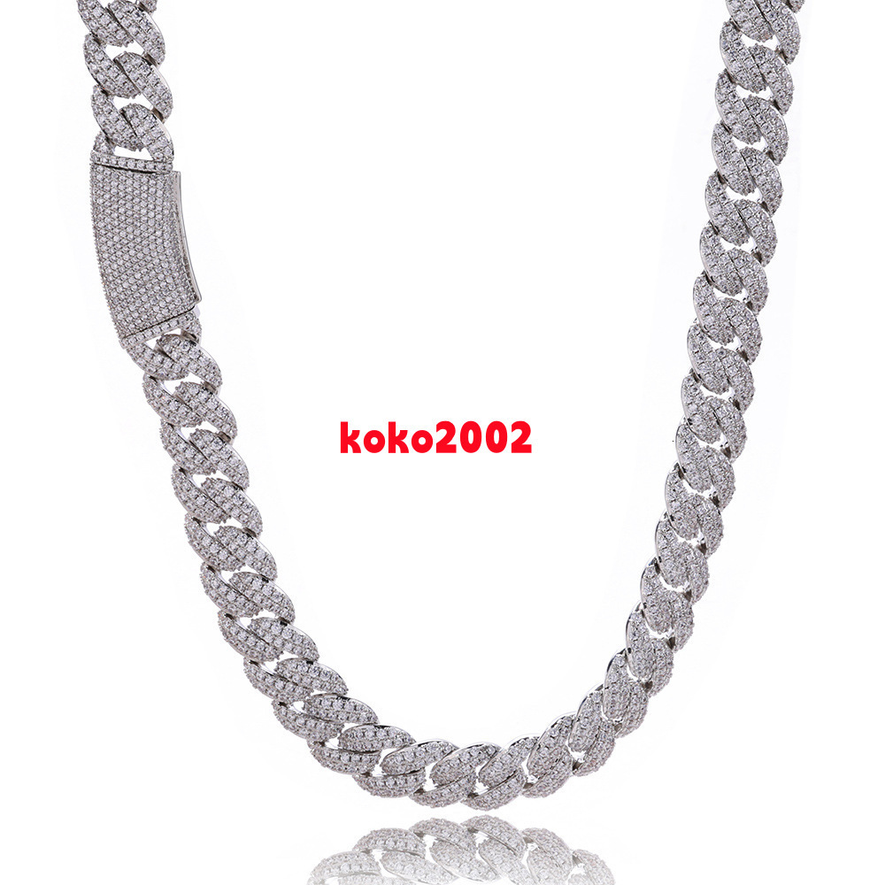Factory Stock Custom Moissanite Jewelry 13mm 925 Sterling Silver Necklace Women Cuban Link Chain Fine Luxury Men Hiphop Necklace