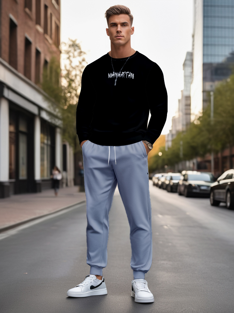 Men's Casual Knitted Long Sleeve Sweatshirt Round Neck Polyester Blend Ankle-Length Outdoor Recreation Brown Comfortable T-Shirt - YLWY0018