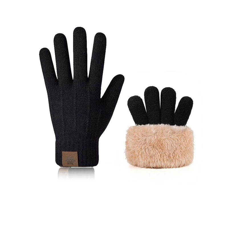 Protection From Cold Knitted Gloves Double layer Touchscreen Winter Gloves Warm Outdoor Windproof Skiing Snow Mittens Driving 251020