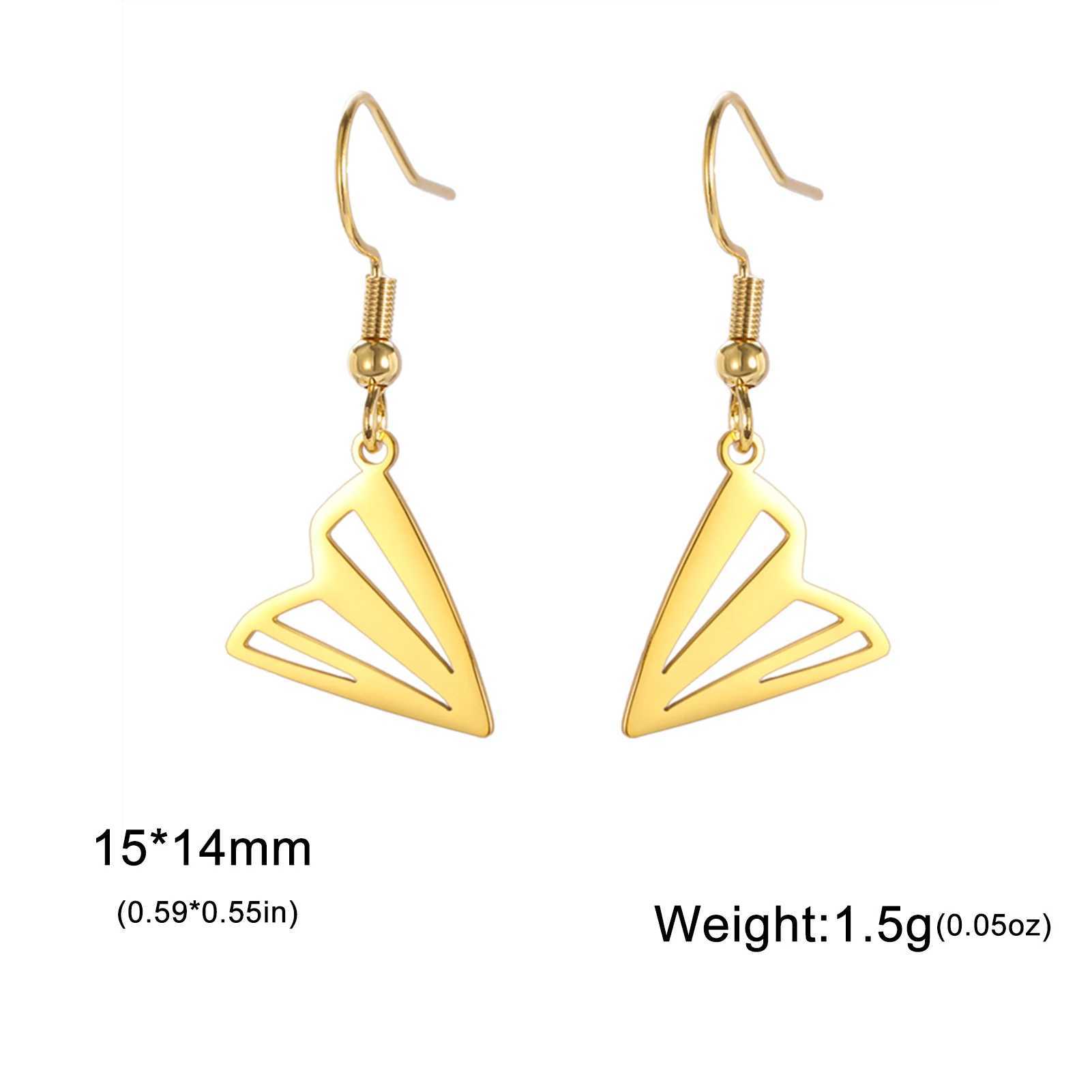 Lucktune Paper Airplane Drop Earrings Stainless Steel Minimalist Womens Earrings Fashion Gold Color Jewelry Party Birthday Gift J251021