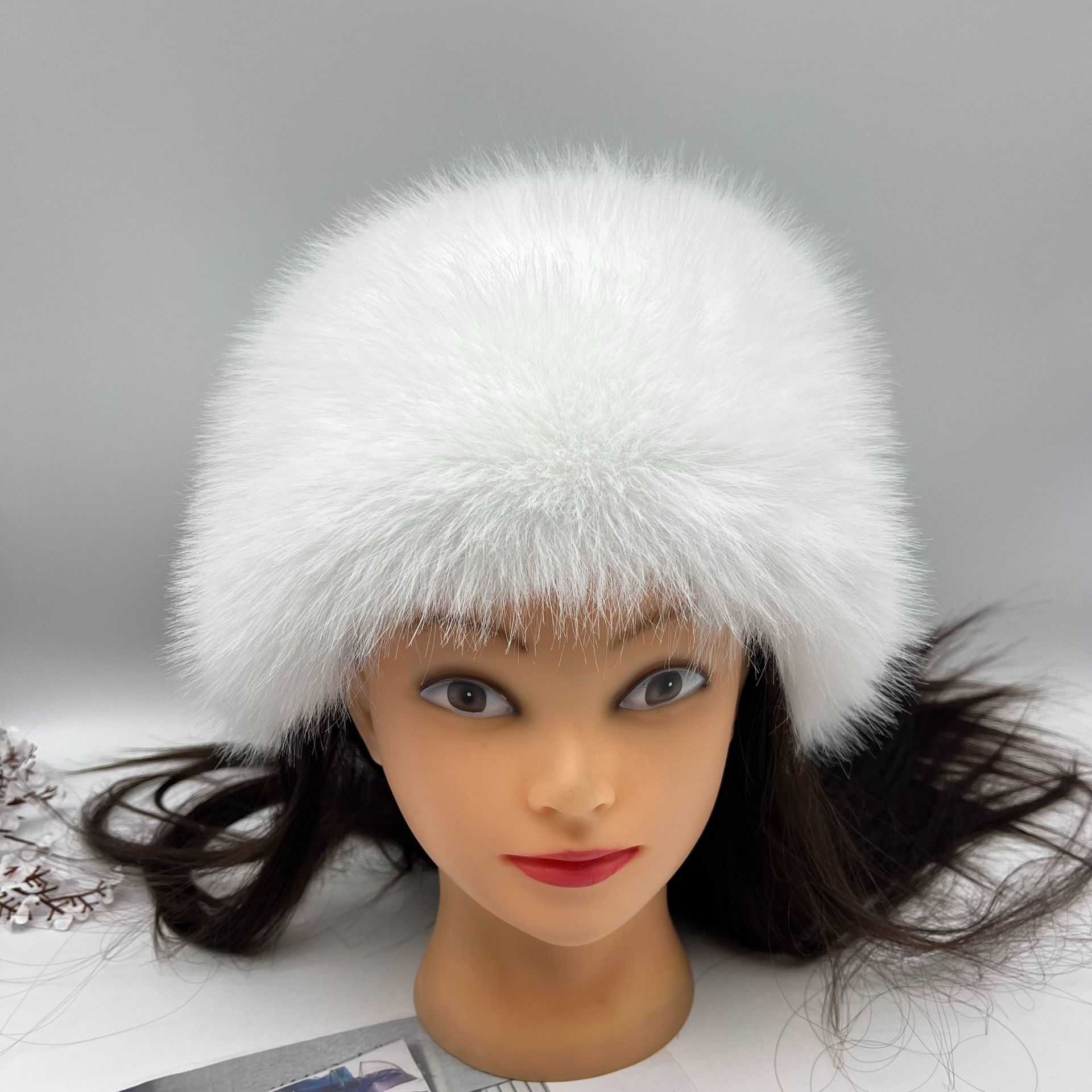 New Faux Fox Fur Fisherman Hat Outdoor Ski Windproof Hat Coldproof Warm Thickened Fur Hat Versatile Bucket Hat H251020