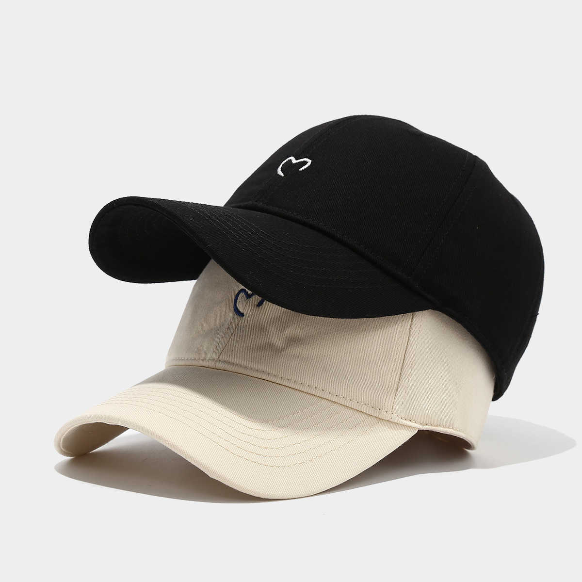 Simple Embroidered Heart Baseball Cap for Women Summer Outdoor Sunshade Sun Protection Duckbill Cap Couple Versatile Trendy Sun Hat H251020