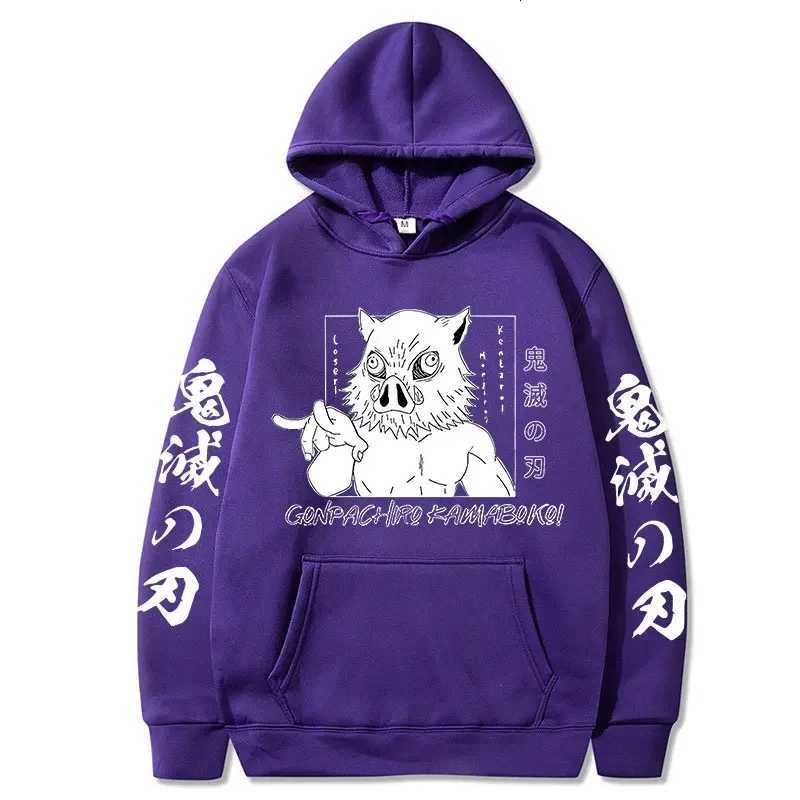 Demon Slayer Inosuke Hashibira Hoodies Anime Kimetsu no Yaiba Hooded Cute Kawaii Oversized Hoody Tops Men Women Sweatshirts W251021