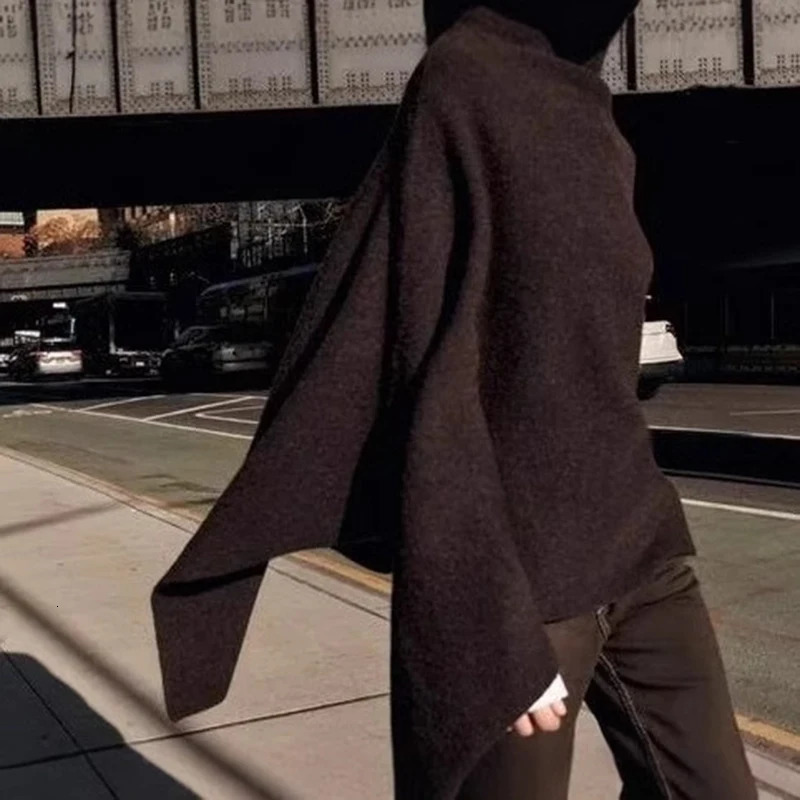 Womens Shawl Wrap Poncho Cape Cardigan Shawls for Fall Winter Spring Loose Stand Collar Asymmetric Knitted Jacket 251021