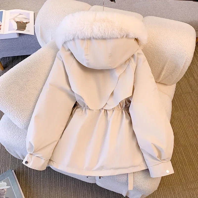 Detachable Pai Overcomes Womens Winter 2025 Casual Down Cotton Thicken Hooded Coat Female loose Warm Wool Overcoat 251013
