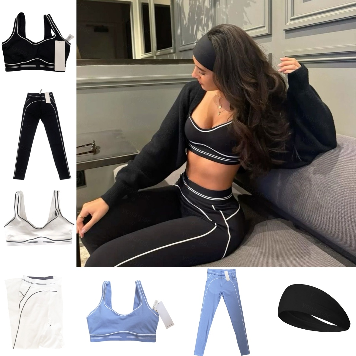 Top Set Sports Heart Throb Bra+Leggings High End Low Back Dance Yoga Outfits Summer Women Running Fiess Muse aloliness women clothes suit bra set