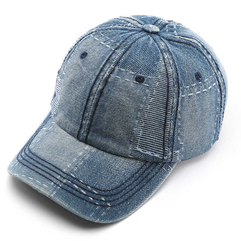 Womens Solid Color Patchwork Denim Baseball Cap Outdoor Street Style Personality Mens Travel Sun Protection Visor Cap H251020
