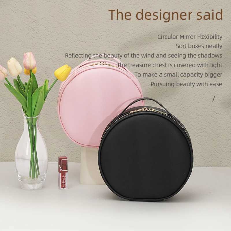 Travel PUMakeup Bag With Led Mirror Portable Cosmetic Bag With Mirror And Light Travel Rechargeable Makeup Bag With Led LightsW251021