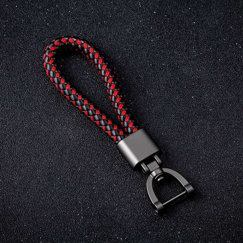 HighGrade Hand Woven Leather Car Keychain 360 Degree Rotating Horseshoe Buckle Key Rings Leather Lanyard Key Chain Accessories W251021