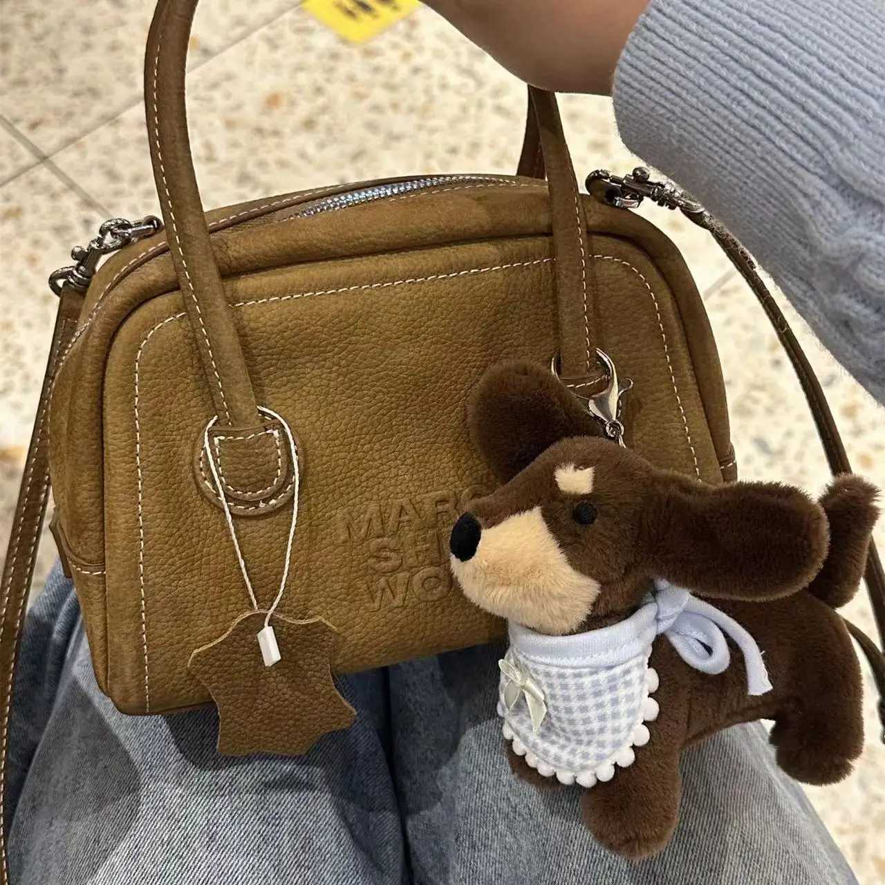 Cartoon Dog Bag Charm Brown Plush Toy Bag Decoration Plush Dog Keychain Cartoon Cute Sausage Dog Pendant For Gifts Handbag W251021