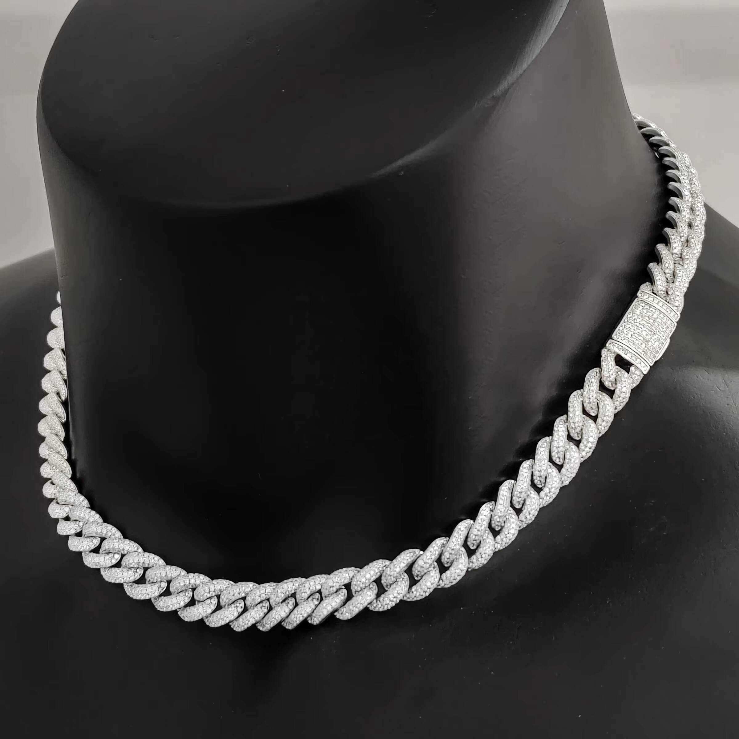 10mm Iced Out CZ Zircon Cubic Zirconia Gold Plated Brass Hip Hop Jewelry Cuban Chain Link Necklace for Men Women