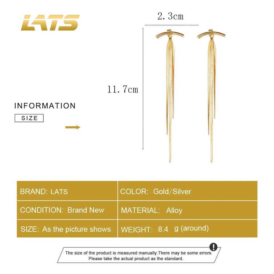 LATS 2022 Korean Vintage Glossy Arc Bar Long Thread Tassel Drop Earrings for Women Geometric Fashion Jewelry Hanging Pendientes J251021