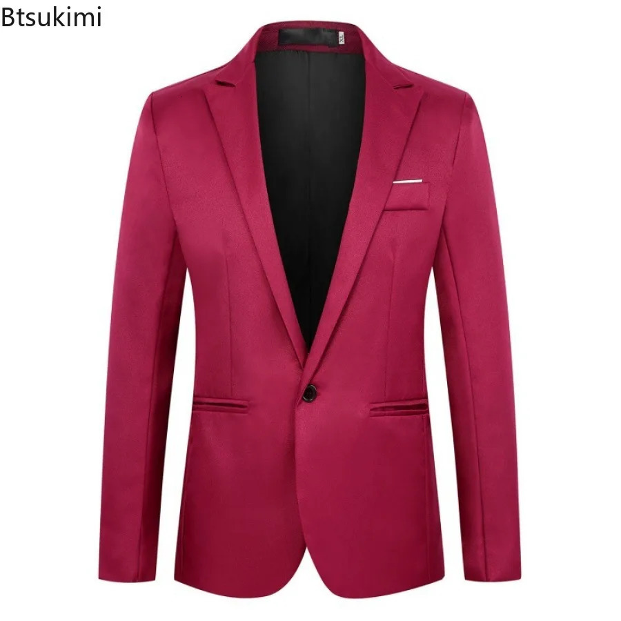 2025 Mens Slim Blazers Fashion Singlebutton Business Casual Suit Jacket Solid Elegant Stylish Party Wedding Suit Tops Male 251021