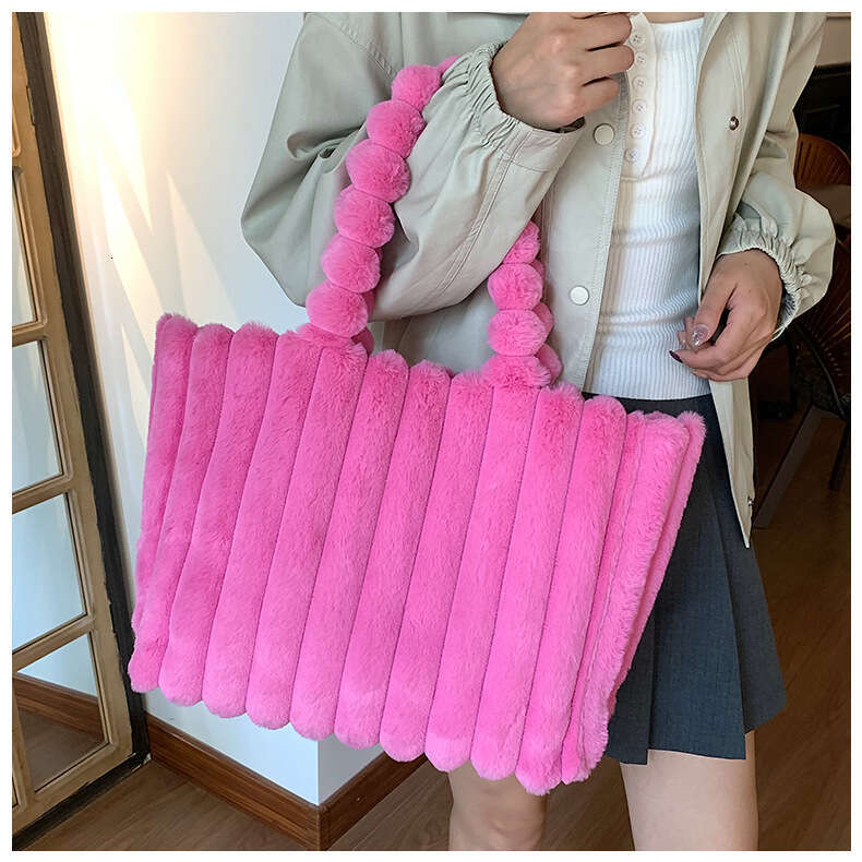 INS Autumn Winter New Plush Fashion Versatile Large Capacity Tote Handbag Shoulder Women's Bag