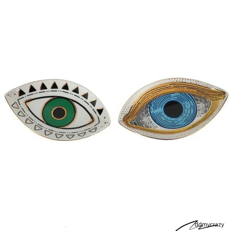 Evil Eye Shaped Ceramic Tray - Decorative Jewelry Holder, Candy Dish, And Abstract Home Decoration Ddmycrazy