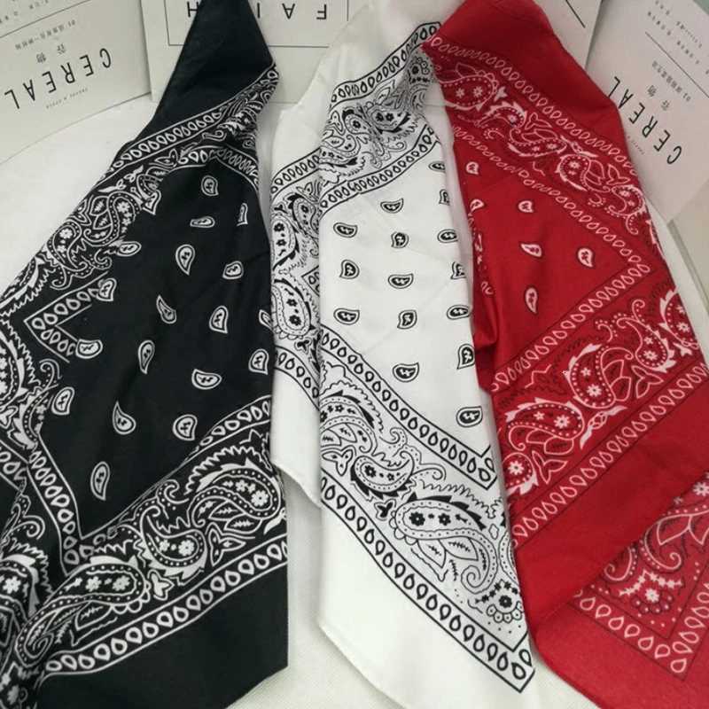 Fashion Hip Hop Bandana Kerchief Unisex Black Hair Band Neck Scarf Headwear Wrist Wraps Head Square Scarves Print Handkerchief W251021
