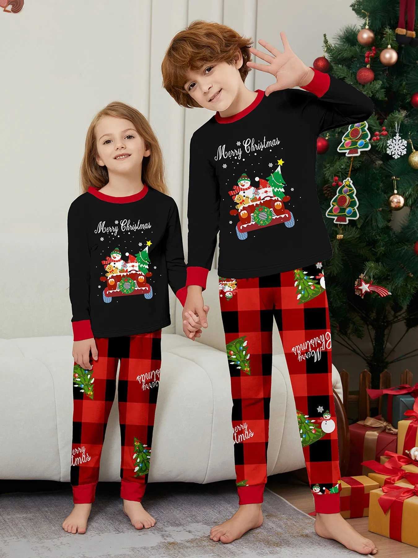 Merry Christmas Look Pyjamas Cartoon Print Family Matching Outfits Full Sleeve 2 Pieces Suit Sleepwear Babydog Romper Xmas Wear L251021HK3G